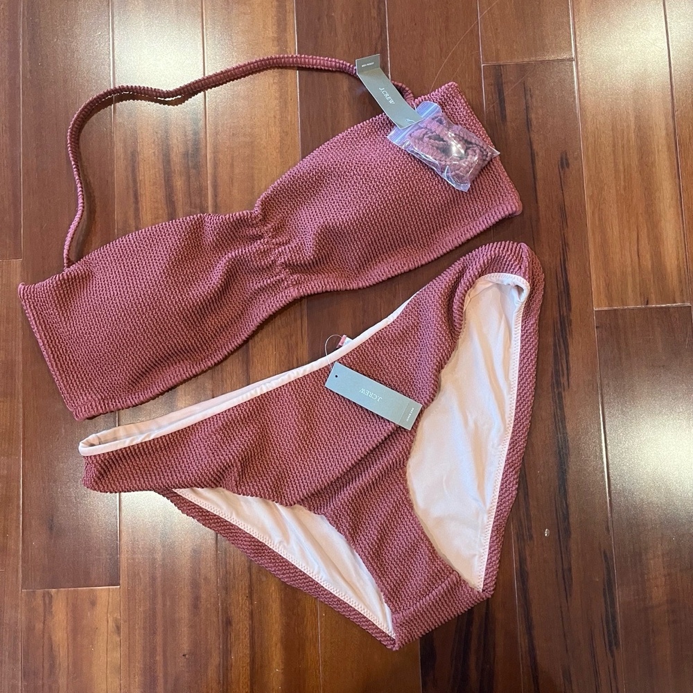 New NWT J.Crew Bikini Set Swim Textured Bandeau Halter Two Piece Plus XXL 2X‎